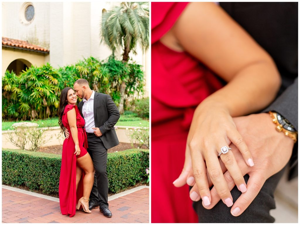 beautiful engagement ring and luxurious watch in orlando engagement photos