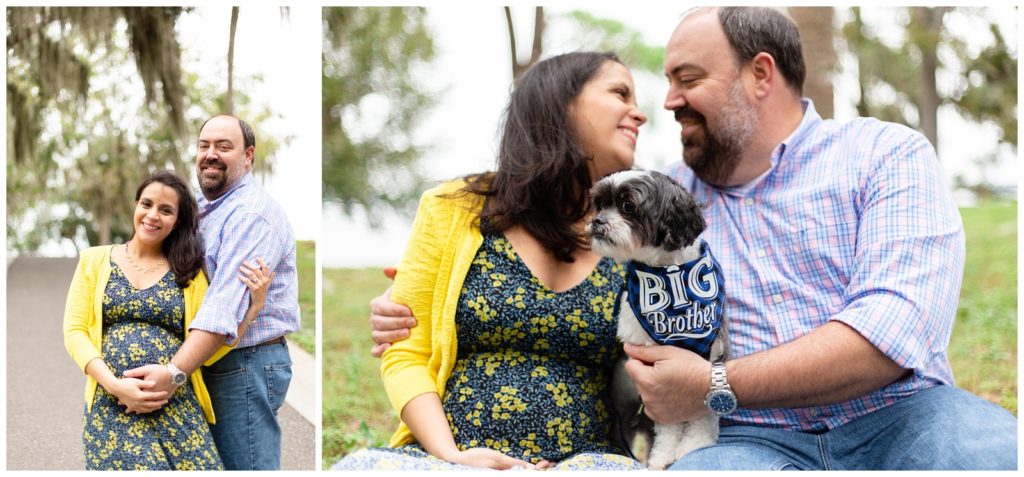 Couple takes maternity photos with dog to celebrate new baby on the way