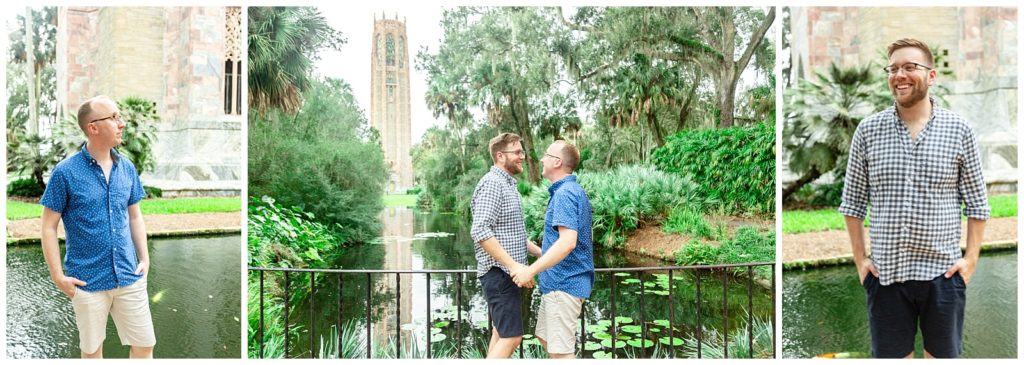 Couple celebrates engagement with photo session at Bok Towers Florida.