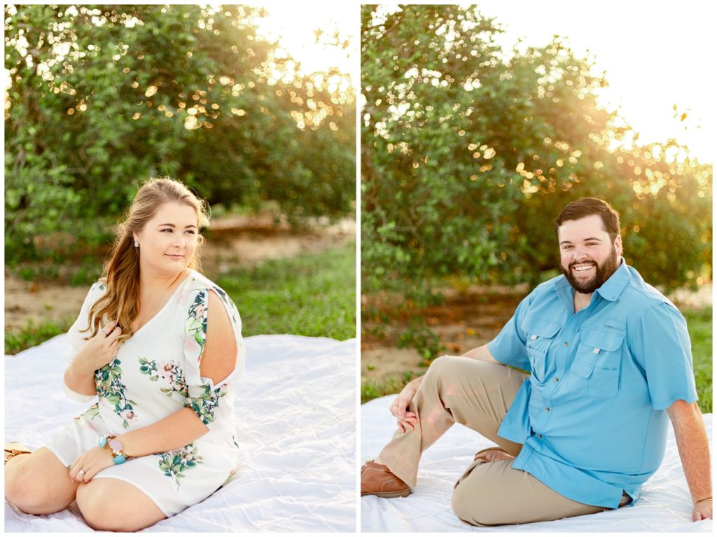 Couple takes engagement photos at sunset in Lake Wales, Fl. before wedding day