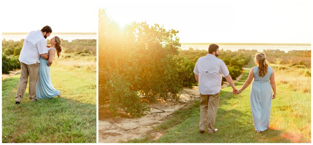 Couple takes engagement photos at sunset in Lake Wales, Fl. before wedding day