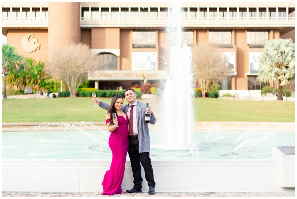 Engagement photos for couple at UCF