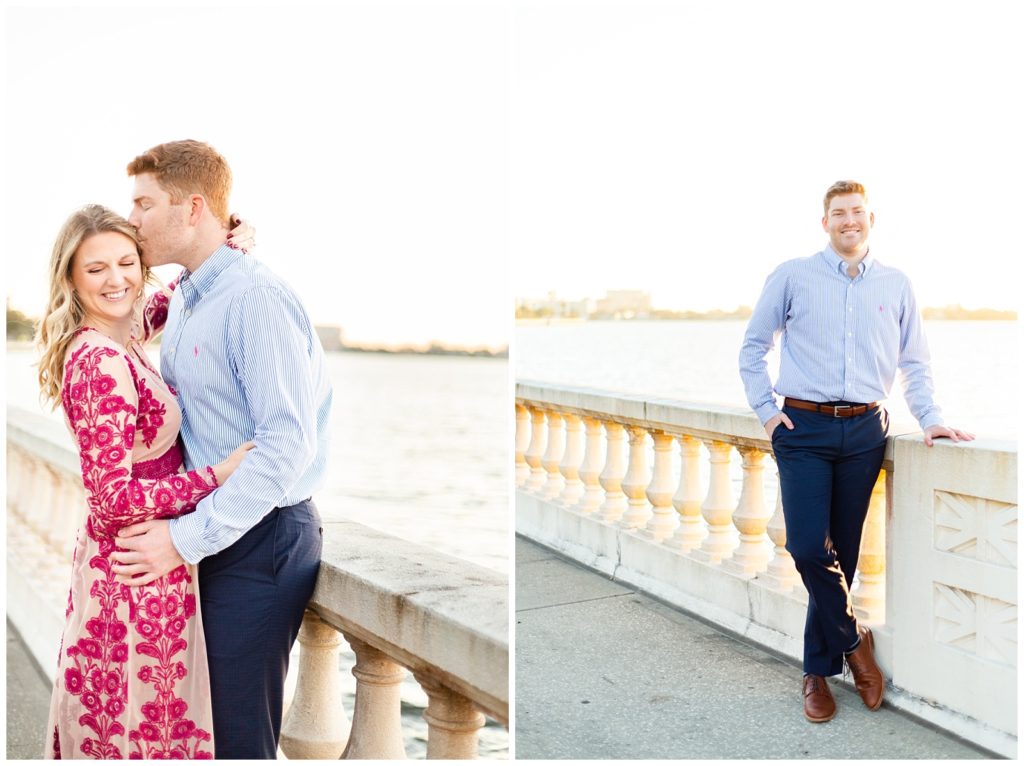 Man kisses his fiances sweetly during their Tampa engagement session