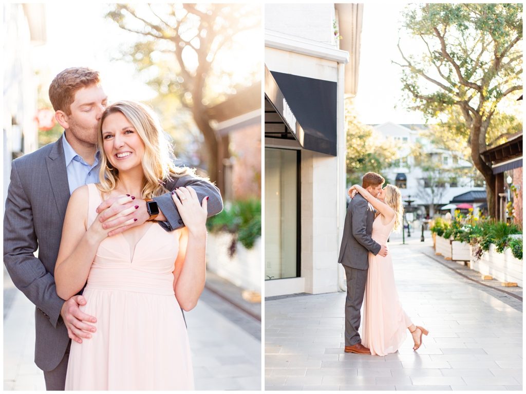 Couple shares a kiss during their Tampa engagement session.