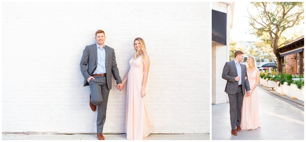 Portraits on pretty white backdrop in Tampa Florida during their engagement session