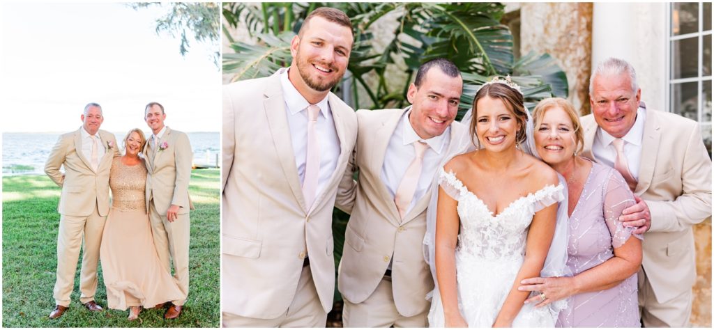 Left: Groom with his parents
Right: Bride with her parents and two brothers