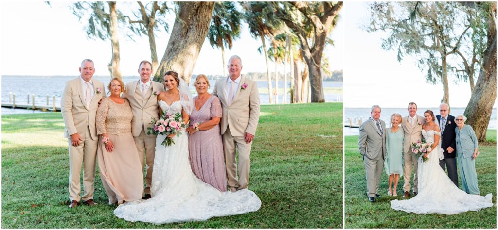 Left: Bride and groom with both of their parents
Right: Bride and groom with both of their grandparents