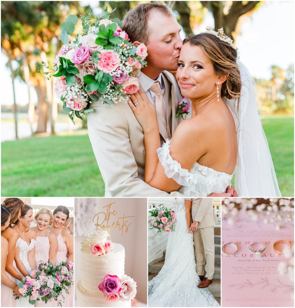 Collage of wedding at Bella Cosa in Lake Wales Florida.